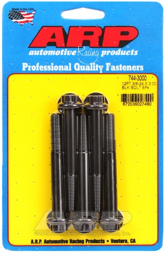 3/8-24 x 3.000 12pt 7/16 wrenching black oxide bolts