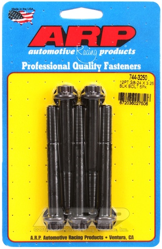 3/8-24 x 3.250 12pt 7/16 wrenching black oxide bolts