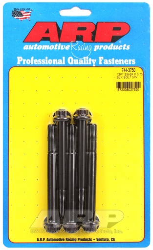 3/8-24 x 3.750 12pt 7/16 wrenching black oxide bolts
