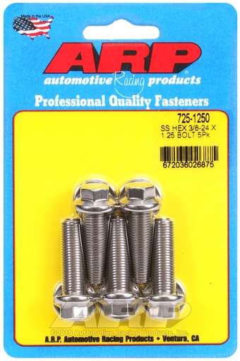 3/8-24 x 1.250 hex 7/16 wrenching SS bolts