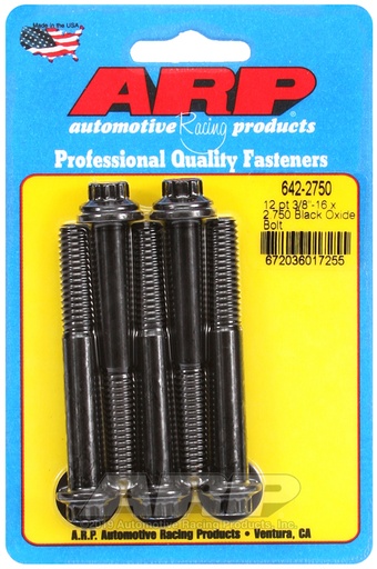 3/8-16 x 2.750 12pt black oxide bolts