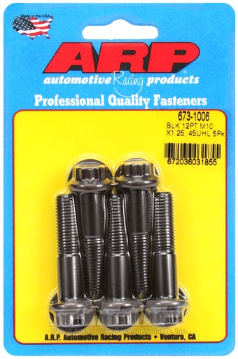 M10 x 1.25 x 45 12pt black oxide bolts