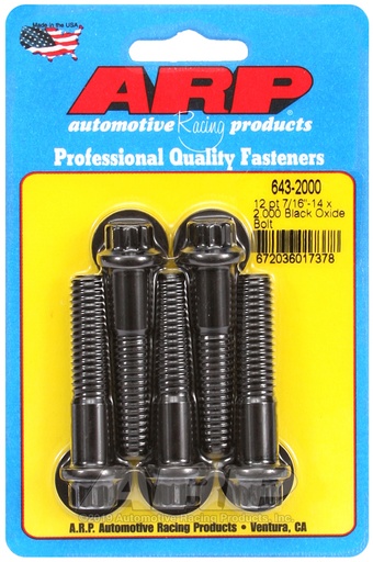 7/16-14 x 2.000 12pt black oxide bolts