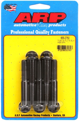 7/16-14 X 2.750 hex 1/2 wrenching black oxide bolts