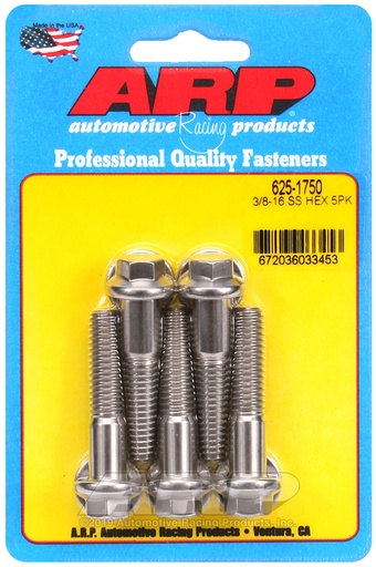 3/8-16 x 1.750 hex 7/16 wrenching SS bolts