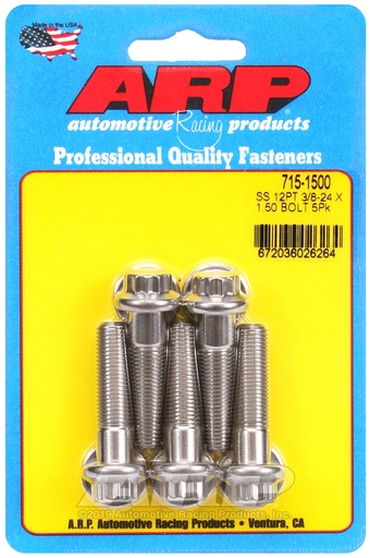 3/8-24 x 1.500 12pt 7/16 wrenching SS bolts
