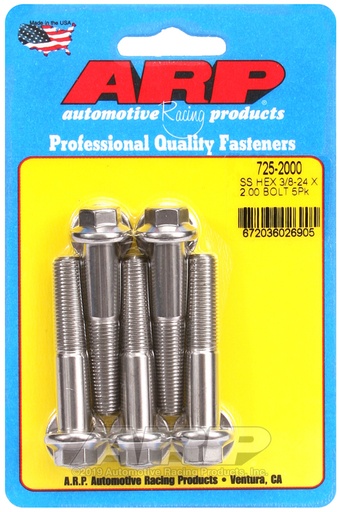 3/8-24 x 2.000 hex 7/16 wrenching SS bolts