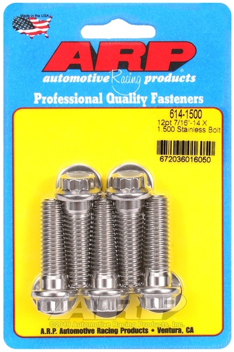 7/16-14 X 1.500 12pt 1/2 wrenching SS bolts