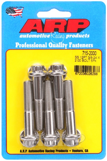 3/8-24 x 2.000 12pt 7/16 wrenching SS bolts