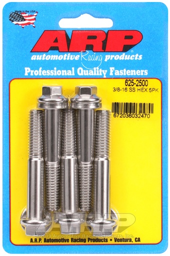 3/8-16 x 2.500 hex 7/16 wrenching SS bolts