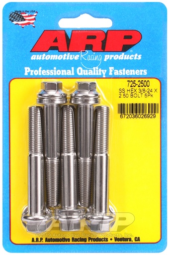 3/8-24 x 2.500 hex 7/16 wrenching SS bolts