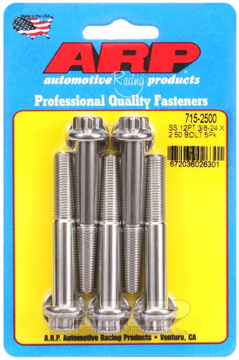 3/8-24 x 2.500 12pt 7/16 wrenching SS bolts