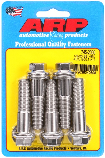 1/2-20 x 2.000 hex SS bolts
